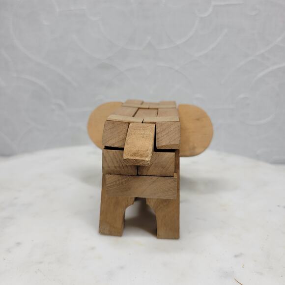 VTG Kumiki Wooden Elephant Interlocking 3D Puzzle Brain Teasers Japanese Signed - Picture 5 of 14